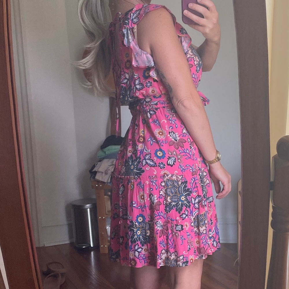 LOFT EXTRA SMALL PETITE BRIGHT PINK SUMMER DRESS SHORT NEVER WORN - Picture 5 of 16